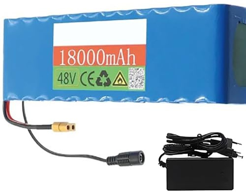 Batería de Litio de 48 V y 18 Ah, para Patinete eléctrico, con Conectores XT60, Compatible con Kits de Motor de 250 a 500 W, con Cargador 48V 18Ah,XT60