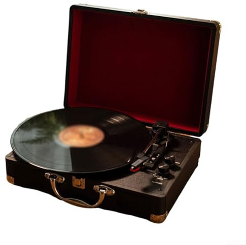 Phonographe portable avec haut-parleur intégré - Tourne-disque à 3 vitesses (33/45/78 tr/min) pour disques vinyles LP - Tourne-disque de style vintage - Rouge/bleu/noir (B)