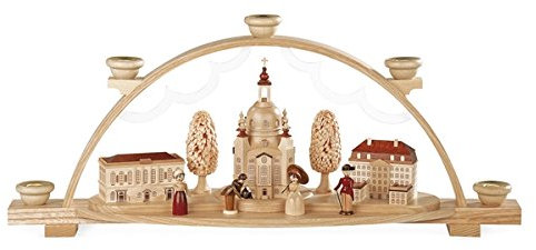 Rudolphs Schatzkiste Lichterbogen Schwibbogen Frauenkirche Dresden mit Coselpalais und Johanneum Natur (LxBxH):47x11x20cm NEU Lichterbogen Fensterbogen Spitzbogen Erzgebirge Seiffen Weihnachten
