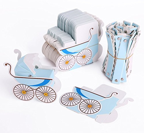 Cajas de carroza, Lanza 50pcs Caja de Favor de boda de ducha de cuento de hadas novia de carruaje de bebé Cochecito Favor Caja de Regalo Bautizo Ducha recuerdo de la fiesta