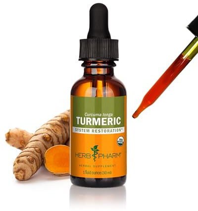 Herb Pharm Turmeric Liquid Extract: USDA Organic Liver, Joint, Muscle, Cardiovascular, and Digestive Support, Fast-Absorbing & Sugar-Free Turmeric Root Tincture, Up to ~3 Week Supply, 1 oz*