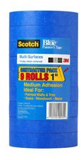 3 m Scotch-blue 2090 Safe-release papier cr pon surfaces multiples Peintres ruban de masquage, 12,2 kilogram/en r sistance la traction, 60 Yds Longueur X 2,5 cm de large, Bleu (lot de 9)