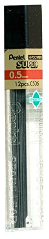 Pentel C505 Druckbleistiftminen, 0,5 mm, Güteklasse 4B, 12 Röhren, 12 Minen pro Tube