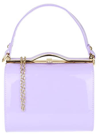 Girly Handbags Womens Patent Faux Leather Clutch Bag Top Handle Handbag - Lilac