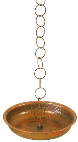 Ancient Graffiti Flamed Rain Chain Receptacle Basin with 23 of Chain