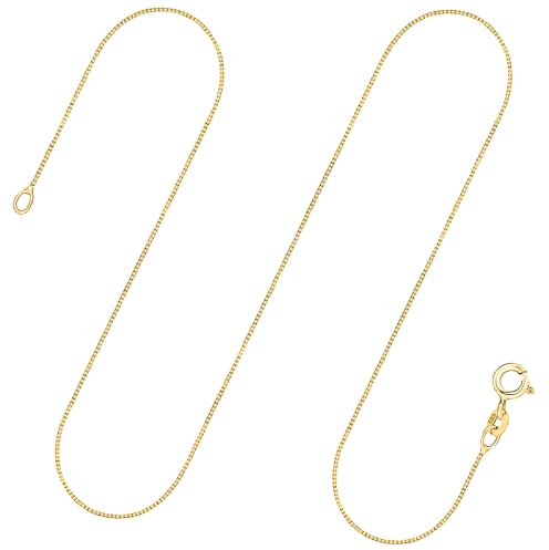 EDELIND Goldkette Damen 585 Echtgold – Venezianerkette 0.7mm Gelbgold – 50cm Halskette mit Geschenkbox