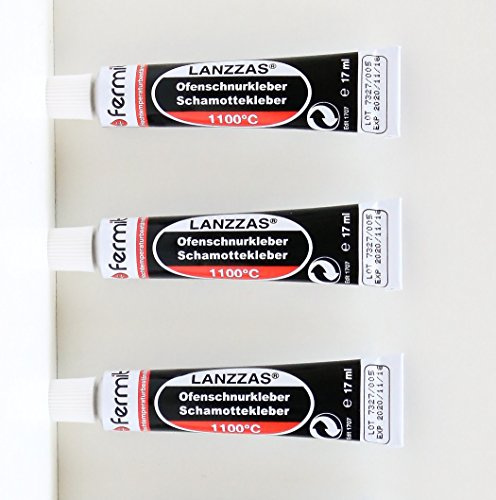 LANZZAS 3 Tuben Ofenschnurkleber Schamottekleber Dichtschnurkleber Hochtemperaturkleber 1100°C Tube 17 ml Farbe Beige