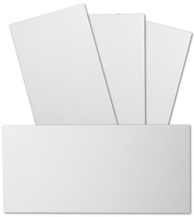 100 Stück DIN Lang Karton mit Leinenstruktur - Farbe: Weiss - 99 x 210 mm - 250 Gramm pro m² - Einzelkarte ohne Falz - Ideal zum Basteln, Scrapbooking, Grußkarte - GUSTAV NEUSER