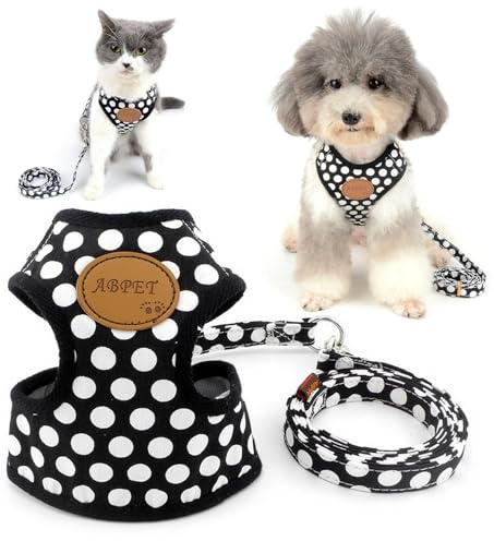 ZUNEA arnes Gato Nylon Soft Mesh Transpirable para Mascotas Cachorro pequeño Perro Gato Chaleco arnés y Correa Set Leads Ajustable sin tirón Walking Control arneses y Correas Negro M