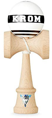 KROM Kendama STROGO Weiss - aus zertifiziertem Buchenholz - Geschicklichkeitsspiel für draußen und drinnen - Holzspielzeug mit Schnur und Ball - Kendama Skilltoy Kugelfangspiel