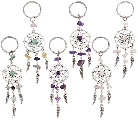 NBEADS 12 Stück Dreamcatcher Schlüsselbund, Schlüsselring Dreamcatcher Charms mit Federn für die Schmuckherstellung