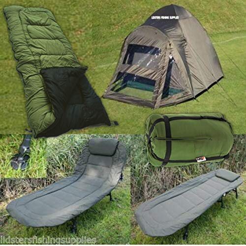 2 Man NGT Carp Fishing Bivvy + 6 Leg Bed Chair Bedchair + 5 Seasons Sleeping Bag