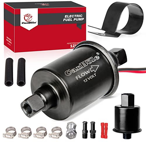 CarBole Universal Elektrisch Kraftstoffpumpe 12V,Benzinpumpe 5-9 PSI mit Kraftstofffilter,Dieselpumpe,für Benzin und Diesel,mit Reines Kupfer,Hochwertige Leiterplatte (Schwarz)