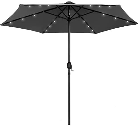 vidaXL Sonnenschirm mit LED-Leuchten Aluminium-Mast Ampelschirm Marktschirm Gartenschirm Balkonschirm Terrassenschirm Schirm 270cm Anthrazit