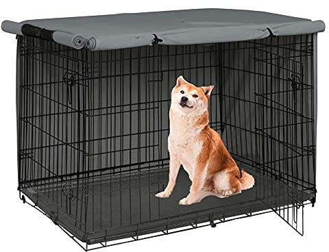 BOSKING Hundekäfig-Abdeckung für Hundekäfige, wasserdicht, 210D-Oxford-Polyester, 109 x 74 x 76 cm, Grau