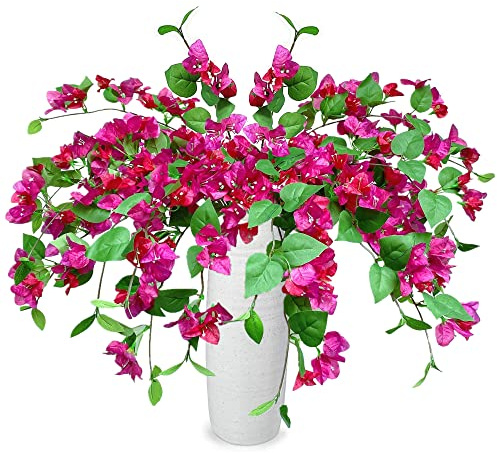 16 Stück künstliche Bougainvillea Seidenblumenstiele hängende Blumenreben für Hochzeit & Heimdekoration, Blumengirlande, Kranz und Garten DIY Dekor - 77,5 cm (Violett-Mix)