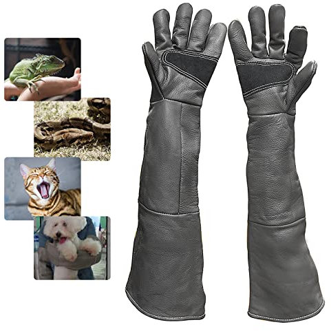 FIPASEN Guanti da Lavoro Anti-Bite, 60cm Guanti di Protezione per Saldatura, Giardinaggio, Manipolazione Gatto/Cane/Uccello/Serpente/Lucertola/Falco/Rettile- Guanto a Prova di Morso(Colore Profondo)