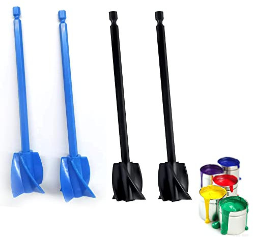 LONGHAO 4 pcs,Miscelatore Epossidico,Miscelatori Di Vernice,Agitatore A Paletta,Resina Mixer Accessori,Vernice Mixer Paddle,Strumenti Di Miscelazione,Mixer Accessori,Per Mescolare Vernice(Blu/Nero)