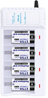 Batterie n ° 2 Haute capacité C Type 2 Batterie Rechargeable n ° 2 Chargeur de Batterie Ensemble 4 pièces Haute capacité Moyenne Rechargeable