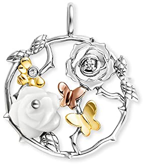 Engelsrufer Damen Anhänger Rose Garden aus Sterling Silber - besetzt mit 2 Zirkonia Steinen - Ösenverschluss - nickelfrei