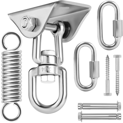 BELLE VOUS Deckenhaken Schwerlast Haken Set - 360° drehbare Schaukel Stuhl Aufhängung - 450kg Kapazität - Schaukelhaken Deckenbefestigung für Hängematte oder Yoga Halterung
