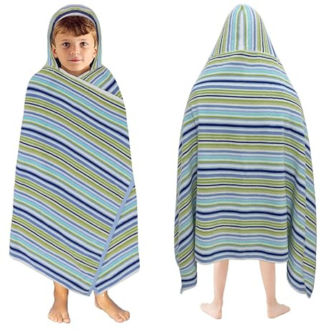 ORIGINAL KIDS Hooded Bath Towel Wrap - 100% Cotton Terry Large Oversized Hooded Kids Towel - Toddler Shower Pool Beach Towel - Super Soft Plush Absorbent Quick Dry Easy Care Gift - 30x60 - Blue Multi