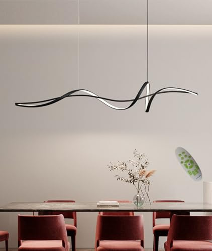 DDYY LED Hängeleuchte esstisch Pendelleuchte Schwarz dimmbar mit Fernbedienung pendellampe höhenverstellbar Moderne Hänge lampe Esszimmerlampen Esstischlampe Wohnzimmer büro Küche (schwarz, L140CM)