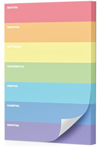 Fantastino® A5 Wochenplaner Block - 66 Blatt (für 15 Monate), Bunte Wochenübersicht im Regenbogendesign ohne festes Datum. Stylischer Notizblock zum Abreißen für Termine, Aufgaben, Erinnerungen