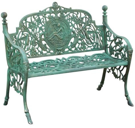 Biscottini Gartenbank aus Gusseisen 105 x 62 x 90 cm – Gartenbank aus Gusseisen – Gartenbank aus Eisen 2-Sitzer antik – Sofa aus Metall – Gartenstuhl