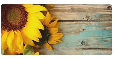 Mauspad aus Holz, Sonnenblumen-Druck, quadratisch, mit rutschfester Gummiunterseite, Gaming-Mauspad, wasserdicht, lustiges Mauspad, waschbar, Computer-Mauspads für Laptop, Büro, Zuhause, Arbeit