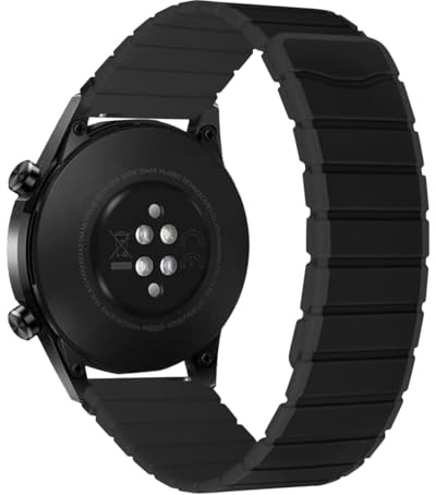 MroTech 22mm Silikon Armband Magnetarmband Kompatibel mit Samsung Gear S3/Galaxy Watch3 45mm/SM-R800 Galaxy 46mm Huawei Watch GT/GT2/GT3/GT4/Garmin Venu 3/Vivoactive 4 45mm Gliederarmband,Schwarz