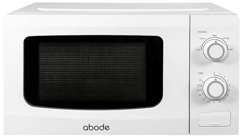 Abode 20L Manual Microwave White 700W with 5 Power Levels & Timer, Button & Dial Control, Defrost Function, AMM2001 (White, Manual)