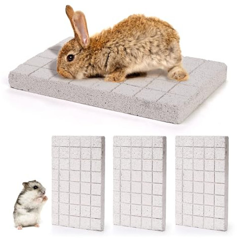 Coloch 4 Pack Bunny Scratching Board, Rabbit Grinding Claw Pad Lava Grinding Teeth Stone Small Pet Chew Toy for Bunny, Rat, Gerbil, Chinchilla, Guinea Pig