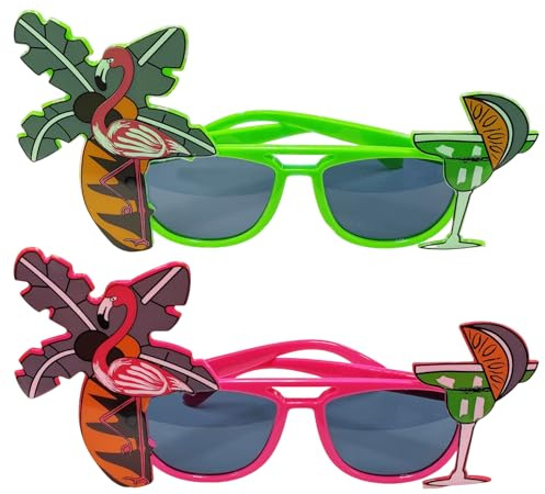 ZGDEIWGF 2 Stück Hawaii-Partybrille, Lustige Sonnenbrille, Party-Sonnenbrille, Flamingo-Sonnenbrille