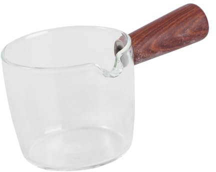 Hoement Pichet à Lait Verre Avec Anse Bois Pot à Lait Et Tasse à Café Design Créatif Pour Conservation Facile
