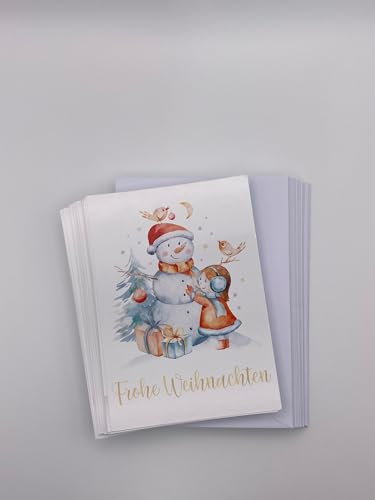 Friendly Fox 24 Weihnachtskarten mit Umschlag, A6 Weihnachtsgrußkarten mit verschiedenen Motiven, Postkarten Weihnachten