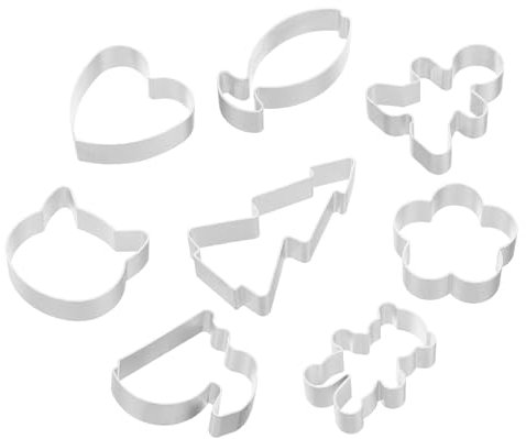 Cabilock 8 Piezas Juego De Cortadores De Galletas Arruga Moldes Para Galletas Navideñas Horneados Sello De Galleta Cortador De Galletas De Oso Equipo Largo Estaño Acero Inoxidable Silver