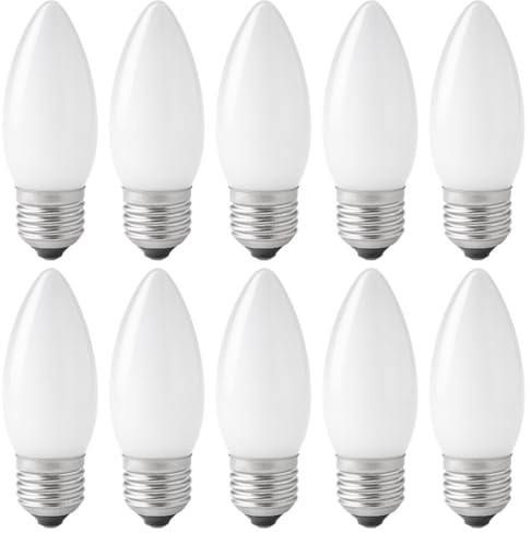 NCC-Licht 10 Stück Kerzenlampe C35 matt E27 25W warmweiß dimmbar 230V | Leuchtmittel aus mattiertem Glas, dimmbar, mit E27-Sockel, gemütliches Licht ideal für Kronleuchter