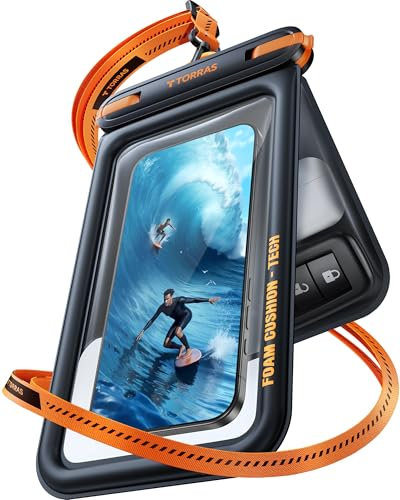 TORRAS wasserdichte Handyhülle [Doppelte Taschen] IP68 Unterwasser Handyhülle Wasserfeste Handytasche für Schwimmen, Waterproof Phone Case für Smartphone bis 7 Zoll- Schwarz