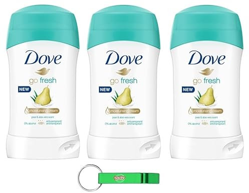 3x Dove Go Fresh Deodorante Stick Pera e Aloe,Antitranspirant-Deodorant Birne und Aloe Vera,mit ¼ Feuchtigkeitscreme,Deo 40ml + Beni Culinari Kostenloser Schlüsselanhänger