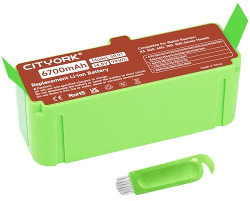CITYORK 6700mAh Li-ion Batería para iRobot Roomba 980 981 985 960 968 971 976 966 965 900,880 896 895 890 891 800, 690 695 680 676 675 650 630 615 606,780 770 760 776,560 551 500 iRobot Roomba Bateria