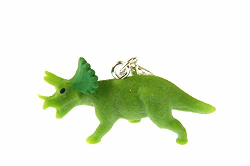 Miniblings Dinosauro in Gomma Triceratops Fascino Dino Corna Verde Chiaro Collo Scudo - Gioielli Fatto a Mano Argento Placcato I Ciondoli - Braccialetto di Fascino - Pendente per Il Braccialetto