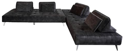 KAWOLA Ecksofa Samt Anthrazit WIOLO Wohnlandschaft, Velvet Sofa, Groß für Wohnzimmer