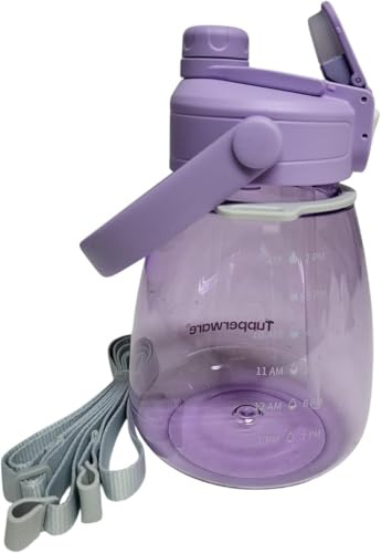 Tupperware Exclusiv Clear to Go EcoEasy Trinkflasche 1,1 Liter Flieder | Flip-Top-Verschluss mit Zeitmarkierung & Tragegriff | Wiederverwendbare Wasserflasche | BPA-frei | Sport, Büro & Alltag