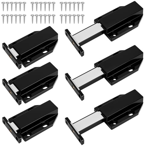 Push Open Door Catches，6 Pack Magnetic Push to Open Latch, Heavy Duty Touch Latches, Without Nail Installation Push Latches, Push Catch Press Out Latch for Kitchen Drawer Rv Door Damper