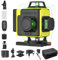 Niveau Laser Autonivelant 360° X 4, Lazer Niveaux Chantier 4d 16 Lignes Laser, Mode Impulsion ExtéRieur, 2 X Batterie,Nivellement Automatique, Support Rotatif, TéLéCommande (Sans TréPied)