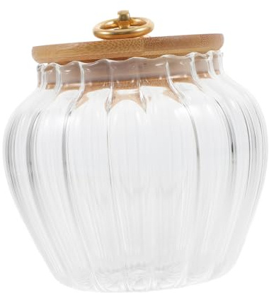 LAPYAPPE Bocal en Verre avec Couvercle Hermétique en Bois pour Rangement Alimentaire, Boîte à Céréales Pratique et Peu Encombrante, pour Conserver Thé et Aliments Secs