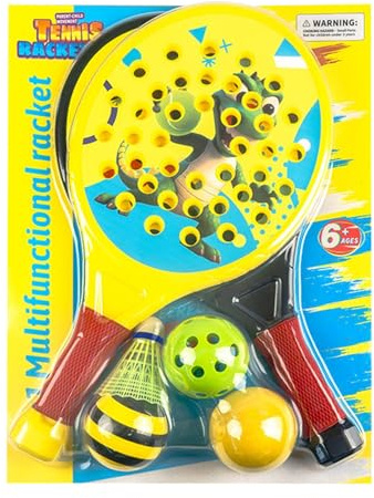 Racchetta | Set di racchette da dinosauro con 2 racchette e 4 palline, sportivi leggeri per principianti e bambini attività all'aria aperta