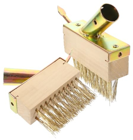 BESPORTBLE Brosse De Désherbage en Fil d'acier 2 Pcs pour Fissures De Sol Jardin, Manche Bois Antidérapant, Brosse pour Retirer Herbes Et Mousse, Outil De Jardinage Compact Et Solide