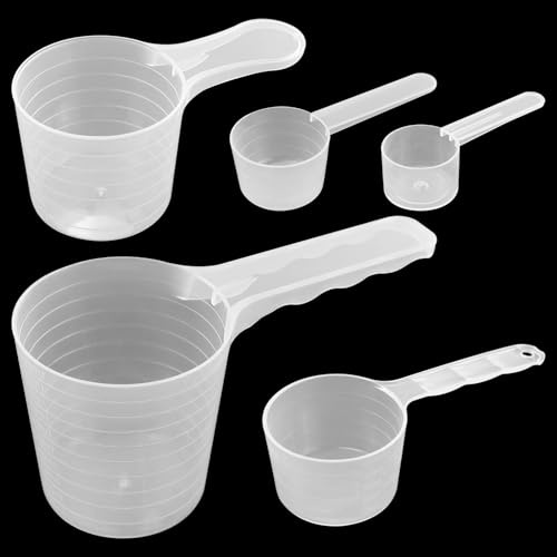 5PCS Messlöffel, Dosier-Löffel 100ml,70ml,50ml,40ml,20ml, Waschmittel Dosierhilfe,Kunststoff Transparent Measuring Spoons für Milchpulver, Proteinpulver, Mehl, Küchenbedarf